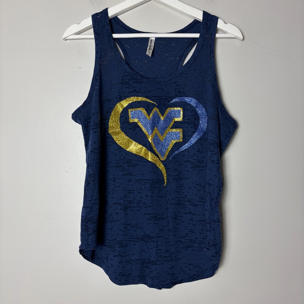 Ever Hottie Burnout WVU Sparkle Racerback‎ Tank Large